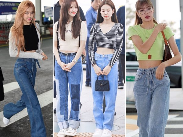 Cách phối quần jean ống rộng với áo croptop nổi bật