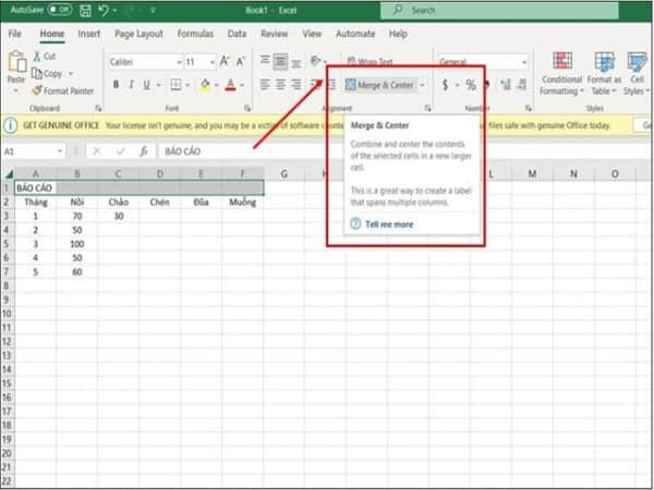 Gộp ô trong Excel là gì?